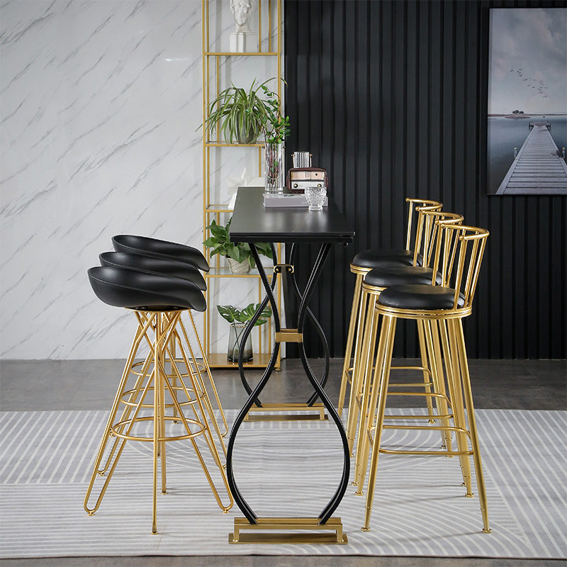 Rectangle Sintered Stone Dining Table Black and Metal Base Bar Table 70.9"L x 15.7"W x 41.3"H Black Without Chairs Clearhalo 'Bar Furniture' 'Bar Tables' 'bar_tables' 'furn' 'furn_bar_tables' 'Furniture' 'Kitchen & Dining Furniture' 6097676
