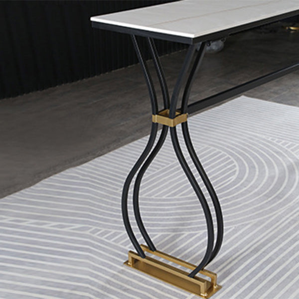 Rectangle Sintered Stone Dining Table Black and Metal Base Bar Table Clearhalo 'Bar Furniture' 'Bar Tables' 'bar_tables' 'furn' 'furn_bar_tables' 'Furniture' 'Kitchen & Dining Furniture' 6097681