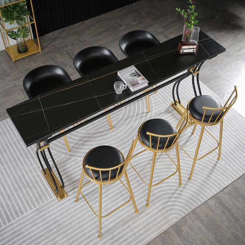Rectangle Sintered Stone Dining Table Black and Metal Base Bar Table Clearhalo 'Bar Furniture' 'Bar Tables' 'bar_tables' 'furn' 'furn_bar_tables' 'Furniture' 'Kitchen & Dining Furniture' 6097686