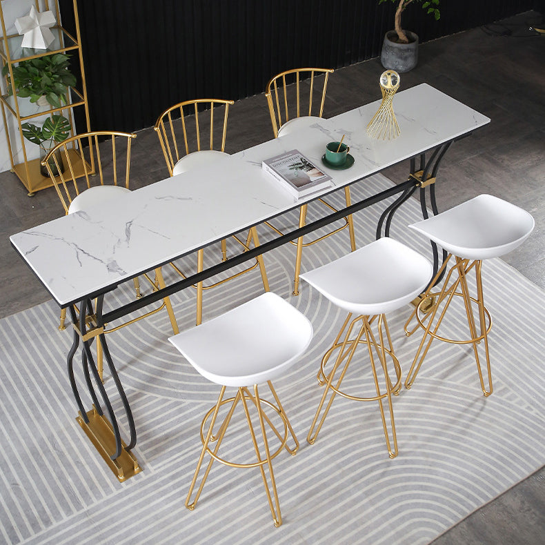 Rectangle Sintered Stone Dining Table Black and Metal Base Bar Table Clearhalo 'Bar Furniture' 'Bar Tables' 'bar_tables' 'furn' 'furn_bar_tables' 'Furniture' 'Kitchen & Dining Furniture' 6097687