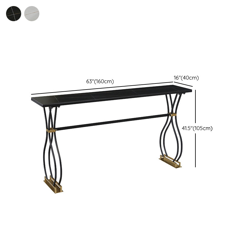Rectangle Sintered Stone Dining Table Black and Metal Base Bar Table Clearhalo 'Bar Furniture' 'Bar Tables' 'bar_tables' 'furn' 'furn_bar_tables' 'Furniture' 'Kitchen & Dining Furniture' 6097692