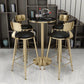 Glam Pedestal Bar Dining Table Faux Marble Cocktail Bar Table with Metal Base