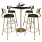 Glam Pedestal Bar Dining Table Faux Marble Cocktail Bar Table with Metal Base