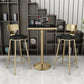 Glam Pedestal Bar Dining Table Faux Marble Cocktail Bar Table with Metal Base