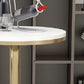 Glam Pedestal Bar Dining Table Faux Marble Cocktail Bar Table with Metal Base