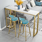Faux Marble Bar Stool Table Glam Metal Frame Rectangle Bar Table with Shelves