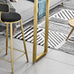 Faux Marble Bar Stool Table Glam Metal Frame Rectangle Bar Table with Shelves