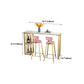 Faux Marble Bar Stool Table Glam Metal Frame Rectangle Bar Table with Shelves