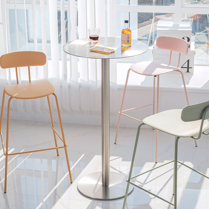 Industrial Metal Bar Dining Table Round Bistro Bar Table with Pedestal 23.6"L x 23.6"W x 43.3"H Without Chairs Clearhalo 'Bar Furniture' 'Bar Tables' 'bar_tables' 'furn' 'furn_bar_tables' 'Furniture' 'Kitchen & Dining Furniture' 6098266