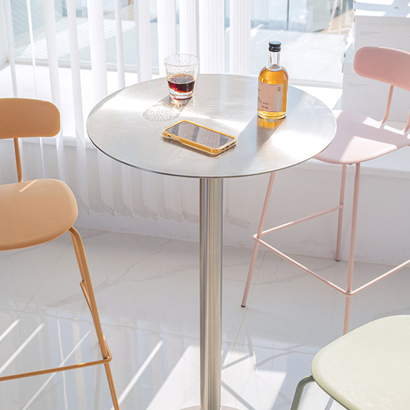 Industrial Metal Bar Dining Table Round Bistro Bar Table with Pedestal Clearhalo 'Bar Furniture' 'Bar Tables' 'bar_tables' 'furn' 'furn_bar_tables' 'Furniture' 'Kitchen & Dining Furniture' 6098269