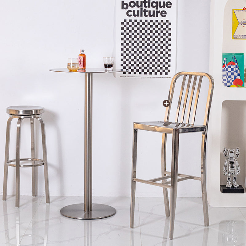 Industrial Metal Bar Dining Table Round Bistro Bar Table with Pedestal Clearhalo 'Bar Furniture' 'Bar Tables' 'bar_tables' 'furn' 'furn_bar_tables' 'Furniture' 'Kitchen & Dining Furniture' 6098273