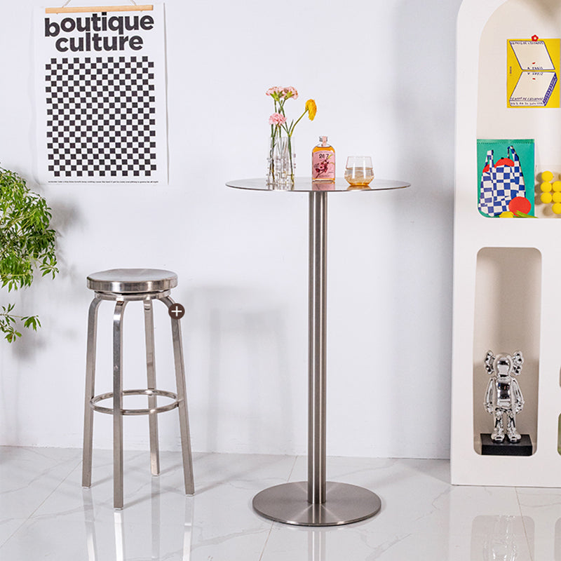 Industrial Metal Bar Dining Table Round Bistro Bar Table with Pedestal Clearhalo 'Bar Furniture' 'Bar Tables' 'bar_tables' 'furn' 'furn_bar_tables' 'Furniture' 'Kitchen & Dining Furniture' 6098274