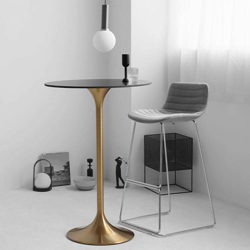41.3"H Bar Dining Table Pedestal Sintered Stone Bar Height Cocktail Table 23.6"L x 23.6"W x 41.3"H Matte Black Round Clearhalo 'Bar Furniture' 'Bar Tables' 'bar_tables' 'furn' 'furn_bar_tables' 'Furniture' 'Kitchen & Dining Furniture' 6098351