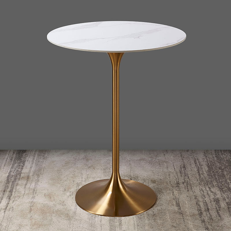 41.3"H Bar Dining Table Pedestal Sintered Stone Bar Height Cocktail Table White Round Clearhalo 'Bar Furniture' 'Bar Tables' 'bar_tables' 'furn' 'furn_bar_tables' 'Furniture' 'Kitchen & Dining Furniture' 6098352