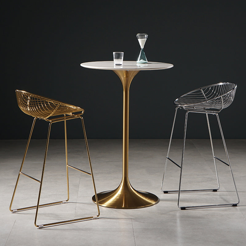 41.3"H Bar Dining Table Pedestal Sintered Stone Bar Height Cocktail Table 23.6"L x 23.6"W x 41.3"H Matte White Round Clearhalo 'Bar Furniture' 'Bar Tables' 'bar_tables' 'furn' 'furn_bar_tables' 'Furniture' 'Kitchen & Dining Furniture' 6098353