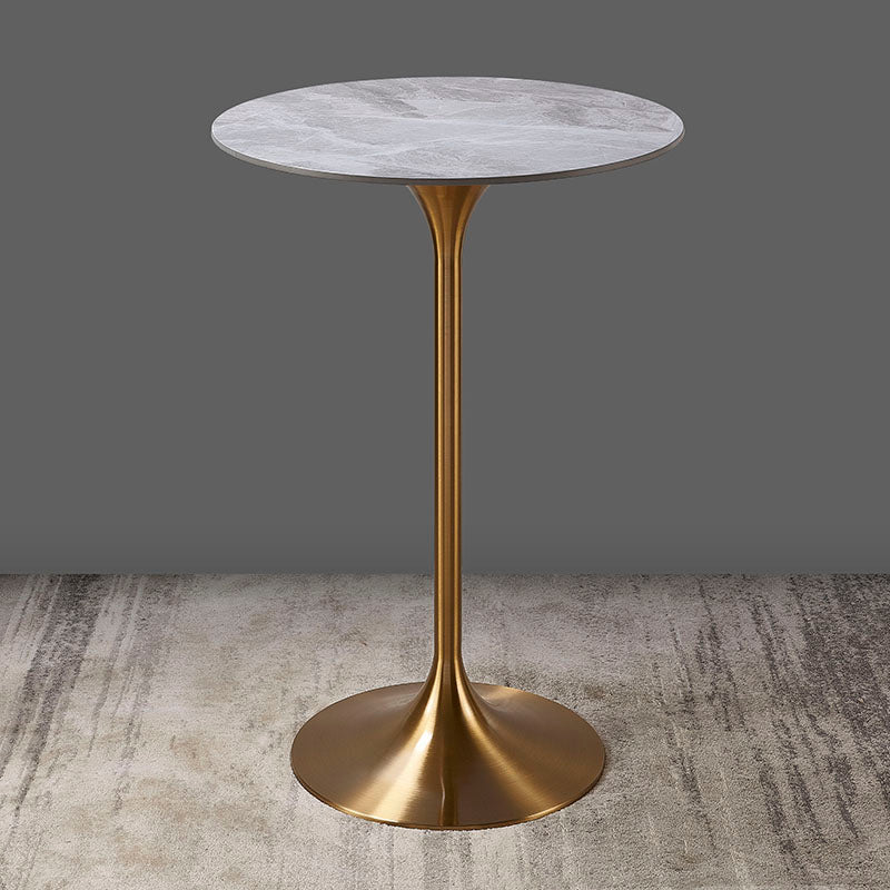 41.3"H Bar Dining Table Pedestal Sintered Stone Bar Height Cocktail Table Grey Round Clearhalo 'Bar Furniture' 'Bar Tables' 'bar_tables' 'furn' 'furn_bar_tables' 'Furniture' 'Kitchen & Dining Furniture' 6098354