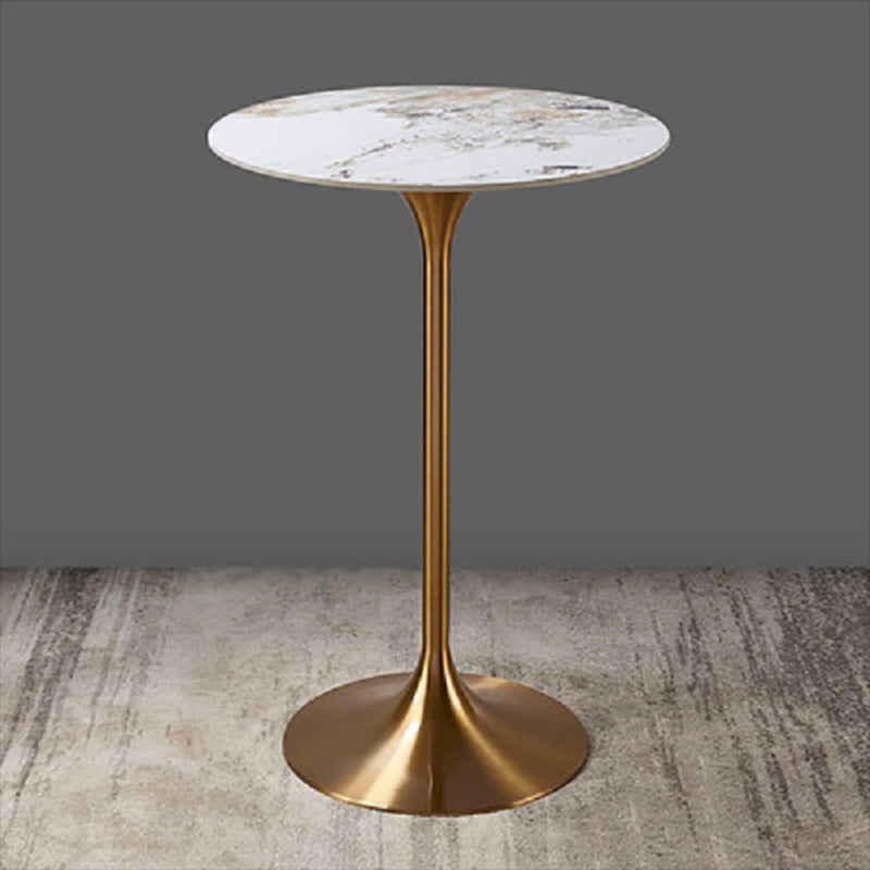 41.3"H Bar Dining Table Pedestal Sintered Stone Bar Height Cocktail Table White-Gray Round Clearhalo 'Bar Furniture' 'Bar Tables' 'bar_tables' 'furn' 'furn_bar_tables' 'Furniture' 'Kitchen & Dining Furniture' 6098356