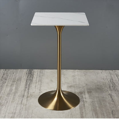 41.3"H Bar Dining Table Pedestal Sintered Stone Bar Height Cocktail Table Matte White Square Clearhalo 'Bar Furniture' 'Bar Tables' 'bar_tables' 'furn' 'furn_bar_tables' 'Furniture' 'Kitchen & Dining Furniture' 6098357