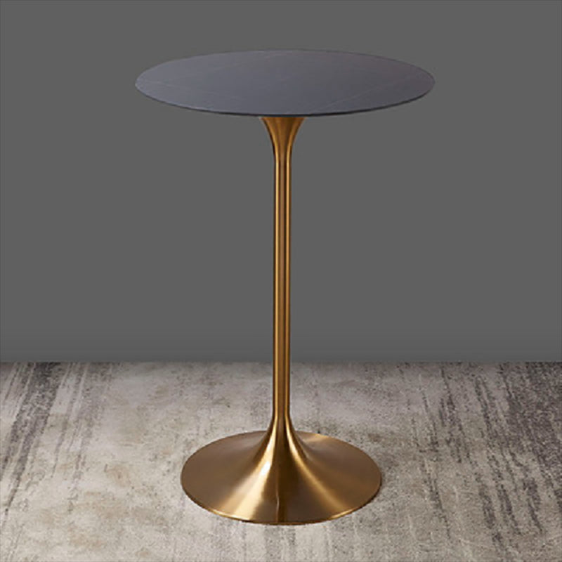 41.3"H Bar Dining Table Pedestal Sintered Stone Bar Height Cocktail Table 31.5"L x 31.5"W x 41.3"H Matte Black Round Clearhalo 'Bar Furniture' 'Bar Tables' 'bar_tables' 'furn' 'furn_bar_tables' 'Furniture' 'Kitchen & Dining Furniture' 6098363