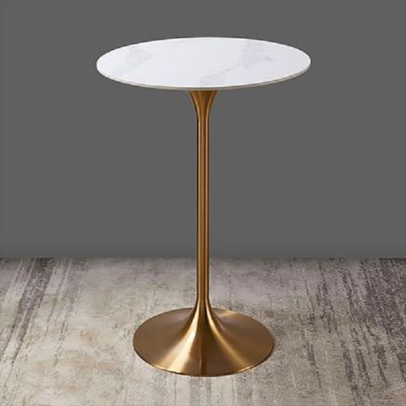 41.3"H Bar Dining Table Pedestal Sintered Stone Bar Height Cocktail Table Matte White Round Clearhalo 'Bar Furniture' 'Bar Tables' 'bar_tables' 'furn' 'furn_bar_tables' 'Furniture' 'Kitchen & Dining Furniture' 6098365