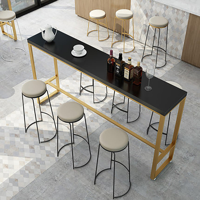 Tavolo da bar in legno massello nero Tavolo da bar con base in metallo e oro per cucina soggiorno