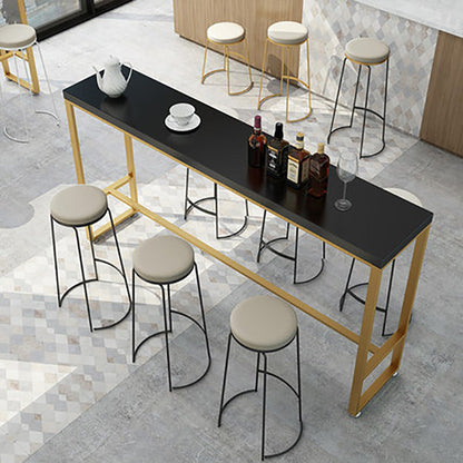 Tavolo da bar in legno massello nero Tavolo da bar con base in metallo e oro per cucina soggiorno