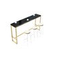Tavolo da bar in legno massello nero Tavolo da bar con base in metallo e oro per cucina soggiorno