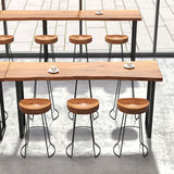 Natuurlijke vaste houten staaftafel Industrieel zwart en metalen basisstalktafel