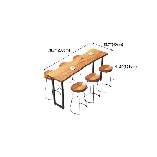 Natuurlijke vaste houten staaftafel Industrieel zwart en metalen basisstalktafel