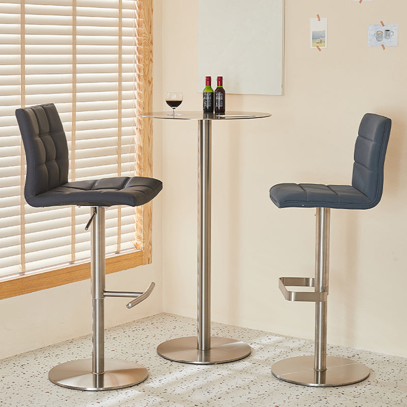 Table de salle à manger ronde en acier inoxydable, table de bar sur pied extérieur-intérieur
