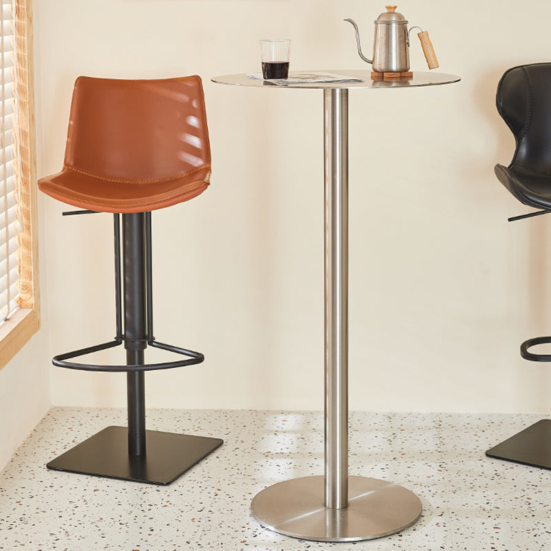 Table de salle à manger ronde en acier inoxydable, table de bar sur pied extérieur-intérieur