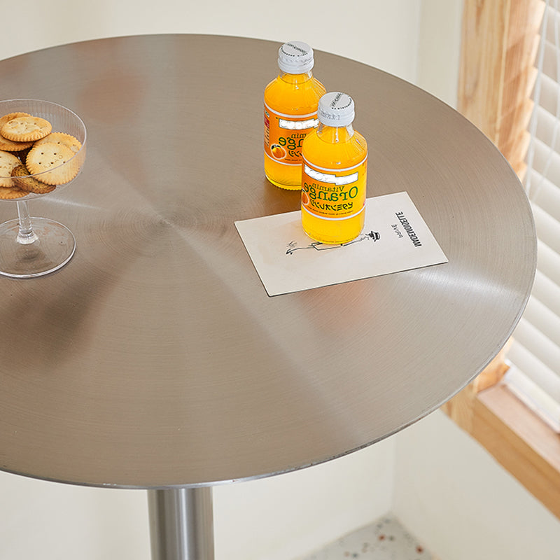 Table de salle à manger ronde en acier inoxydable, table de bar sur pied extérieur-intérieur