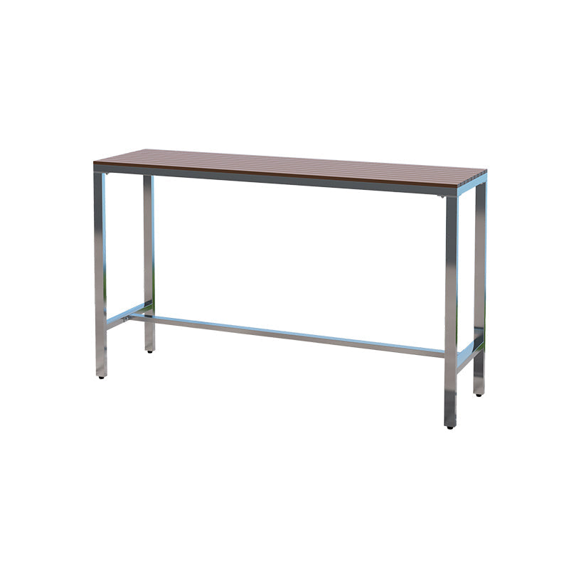 Industrial Metal and Wood Bar Table Outdoor Rectangle Bar Table with Trestle Base Silver Without Chairs Clearhalo 'Bar Furniture' 'Bar Tables' 'bar_tables' 'furn' 'furn_bar_tables' 'Furniture' 'Kitchen & Dining Furniture' 6098577