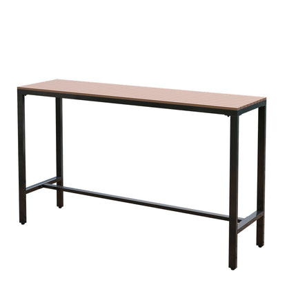Industrial Metal and Wood Bar Table Outdoor Rectangle Bar Table with Trestle Base Black Without Chairs Clearhalo 'Bar Furniture' 'Bar Tables' 'bar_tables' 'furn' 'furn_bar_tables' 'Furniture' 'Kitchen & Dining Furniture' 6098581