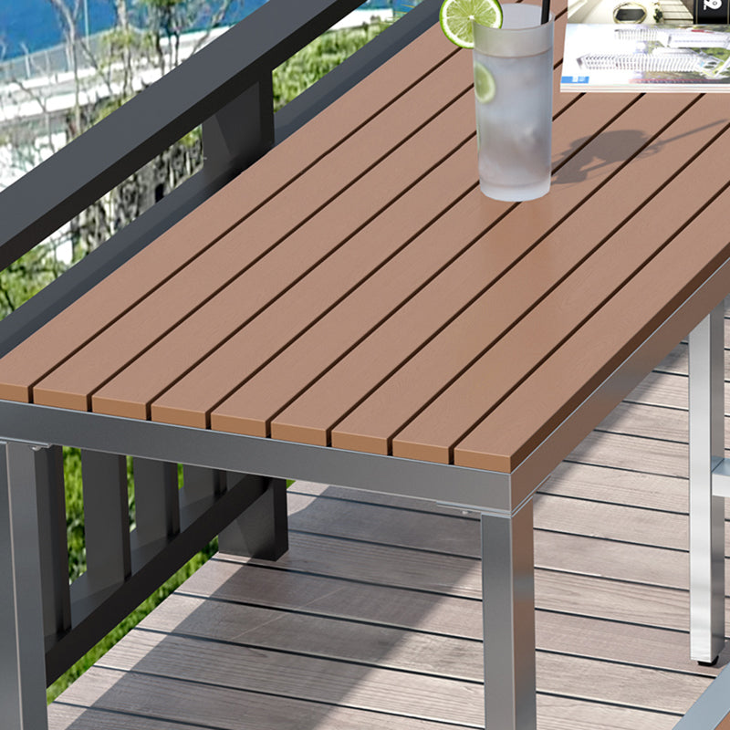 Industrial Metal and Wood Bar Table Outdoor Rectangle Bar Table with Trestle Base Clearhalo 'Bar Furniture' 'Bar Tables' 'bar_tables' 'furn' 'furn_bar_tables' 'Furniture' 'Kitchen & Dining Furniture' 6098582