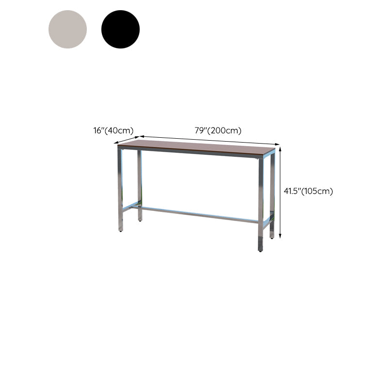 Industrial Metal and Wood Bar Table Outdoor Rectangle Bar Table with Trestle Base Clearhalo 'Bar Furniture' 'Bar Tables' 'bar_tables' 'furn' 'furn_bar_tables' 'Furniture' 'Kitchen & Dining Furniture' 6098592