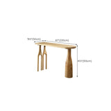 Freeform Double Pedestal Bar Table Natural Solid Wood Bar Stool Table for Dining Room
