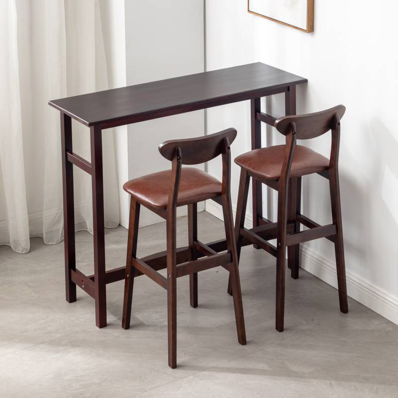 Industrial Solid Wood Bar Table Trestle Base Bar Table for Dining Room Walnut Rectangular Shelf Not Included Clearhalo 'Bar Furniture' 'Bar Tables' 'bar_tables' 'furn' 'furn_bar_tables' 'Furniture' 'Kitchen & Dining Furniture' 6098673