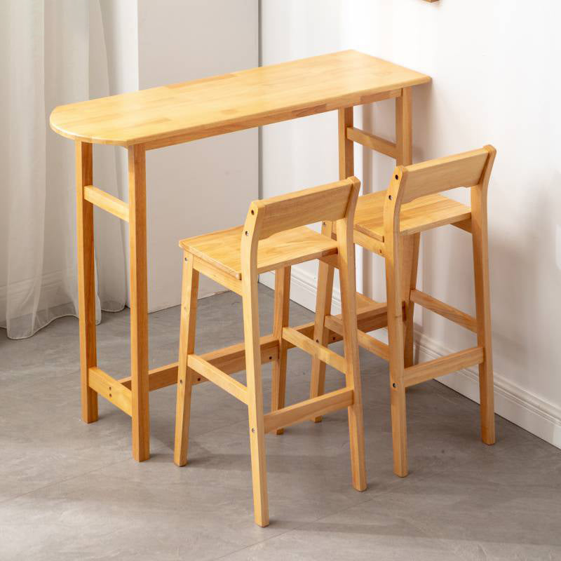 Industrial Solid Wood Bar Table Trestle Base Bar Table for Dining Room Natural Free Form Shelf Not Included Clearhalo 'Bar Furniture' 'Bar Tables' 'bar_tables' 'furn' 'furn_bar_tables' 'Furniture' 'Kitchen & Dining Furniture' 6098674