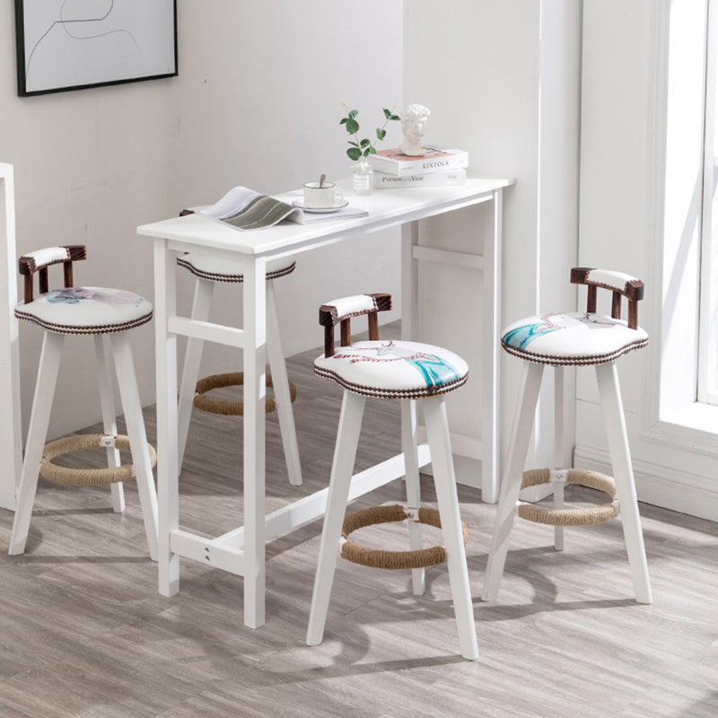 Industrial Solid Wood Bar Table Trestle Base Bar Table for Dining Room White Rectangular Shelf Not Included Clearhalo 'Bar Furniture' 'Bar Tables' 'bar_tables' 'furn' 'furn_bar_tables' 'Furniture' 'Kitchen & Dining Furniture' 6098684