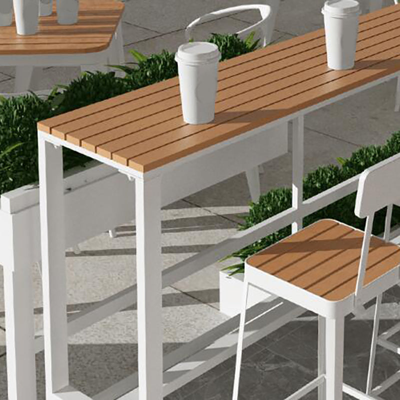 Contemporary Bar Table in Metal and Wood Trestle Base Outdoor Bar Height Table Clearhalo 'Bar Furniture' 'Bar Tables' 'bar_tables' 'furn' 'furn_bar_tables' 'Furniture' 'Kitchen & Dining Furniture' 6098690