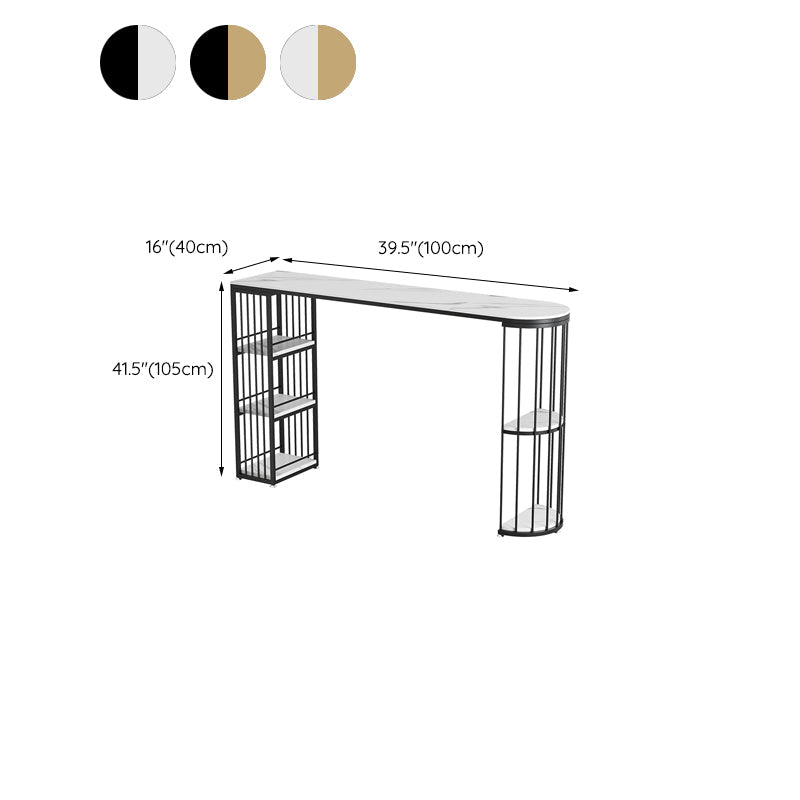 Table de bar en pierre, table de salle à manger moderne avec étagères de rangement pour cuisine et salon