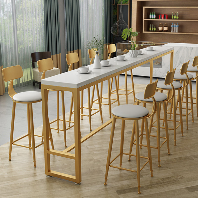 Solid Wood Bar Table Gold and Metal Base Bar Table for Kitchen Living Room 78.7"L x 15.7"W x 41.3"H Without Chairs Clearhalo 'Bar Furniture' 'Bar Tables' 'bar_tables' 'furn' 'furn_bar_tables' 'Furniture' 'Kitchen & Dining Furniture' 6098731