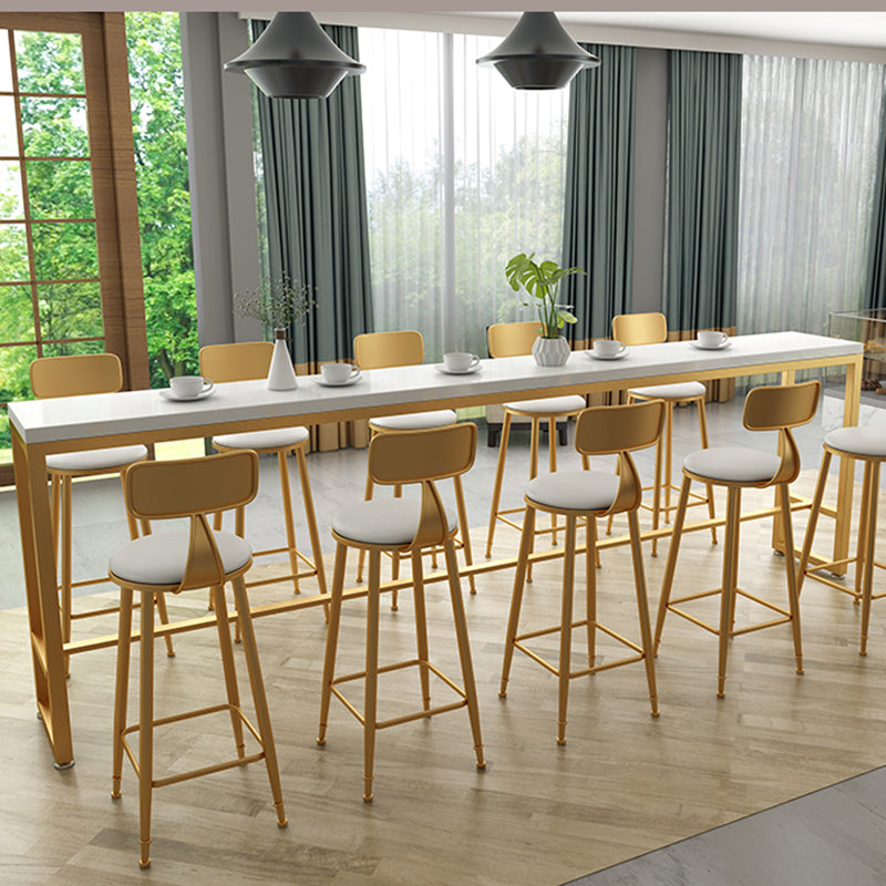 Solid Wood Bar Table Gold and Metal Base Bar Table for Kitchen Living Room Clearhalo 'Bar Furniture' 'Bar Tables' 'bar_tables' 'furn' 'furn_bar_tables' 'Furniture' 'Kitchen & Dining Furniture' 6098732