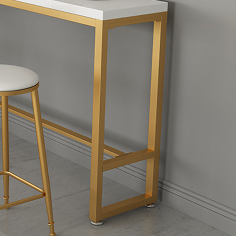 Solid Wood Bar Table Gold and Metal Base Bar Table for Kitchen Living Room Clearhalo 'Bar Furniture' 'Bar Tables' 'bar_tables' 'furn' 'furn_bar_tables' 'Furniture' 'Kitchen & Dining Furniture' 6098734