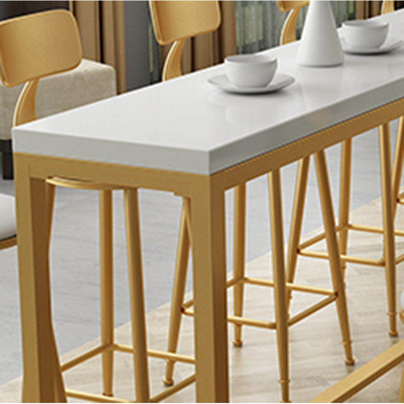 Solid Wood Bar Table Gold and Metal Base Bar Table for Kitchen Living Room Clearhalo 'Bar Furniture' 'Bar Tables' 'bar_tables' 'furn' 'furn_bar_tables' 'Furniture' 'Kitchen & Dining Furniture' 6098735