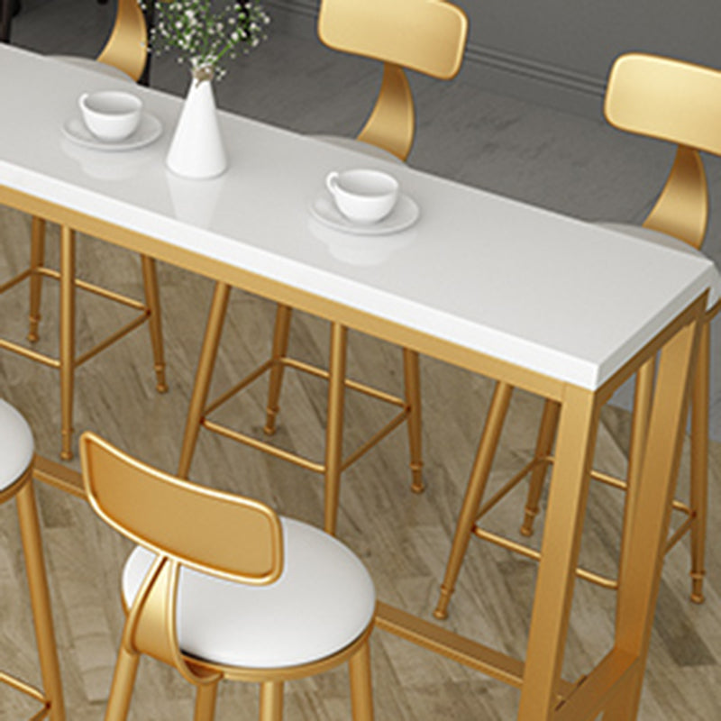Solid Wood Bar Table Gold and Metal Base Bar Table for Kitchen Living Room Clearhalo 'Bar Furniture' 'Bar Tables' 'bar_tables' 'furn' 'furn_bar_tables' 'Furniture' 'Kitchen & Dining Furniture' 6098736