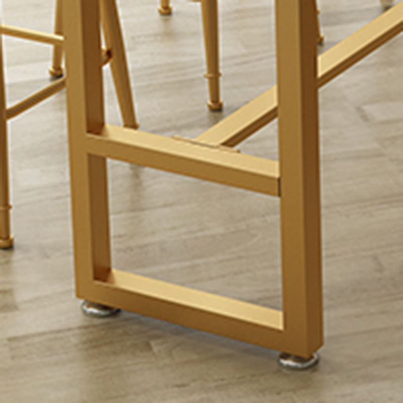 Solid Wood Bar Table Gold and Metal Base Bar Table for Kitchen Living Room Clearhalo 'Bar Furniture' 'Bar Tables' 'bar_tables' 'furn' 'furn_bar_tables' 'Furniture' 'Kitchen & Dining Furniture' 6098737