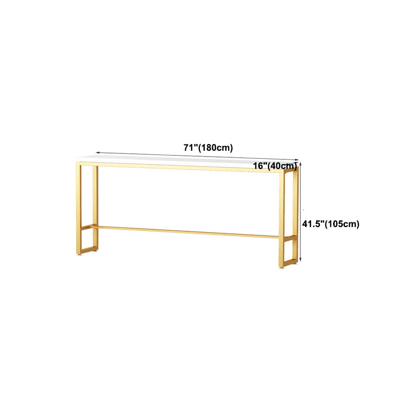 Solid Wood Bar Table Gold and Metal Base Bar Table for Kitchen Living Room Clearhalo 'Bar Furniture' 'Bar Tables' 'bar_tables' 'furn' 'furn_bar_tables' 'Furniture' 'Kitchen & Dining Furniture' 6098742