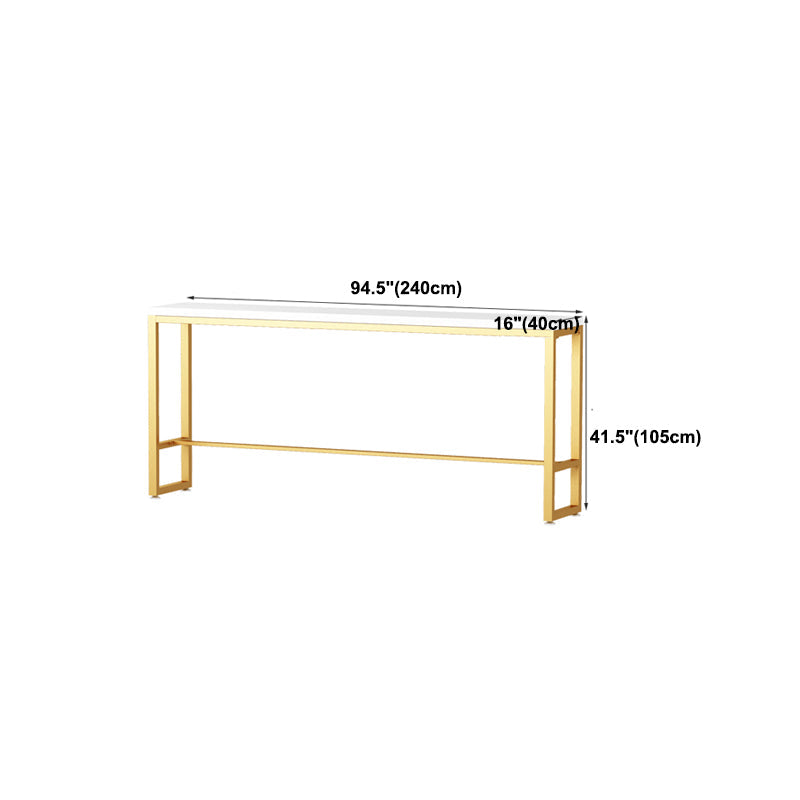 Solid Wood Bar Table Gold and Metal Base Bar Table for Kitchen Living Room Clearhalo 'Bar Furniture' 'Bar Tables' 'bar_tables' 'furn' 'furn_bar_tables' 'Furniture' 'Kitchen & Dining Furniture' 6098745